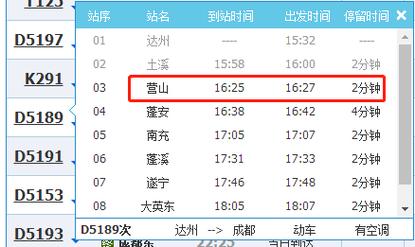 成都东客动车到达州每天发车时刻？（d5188经过哪些站）-图2